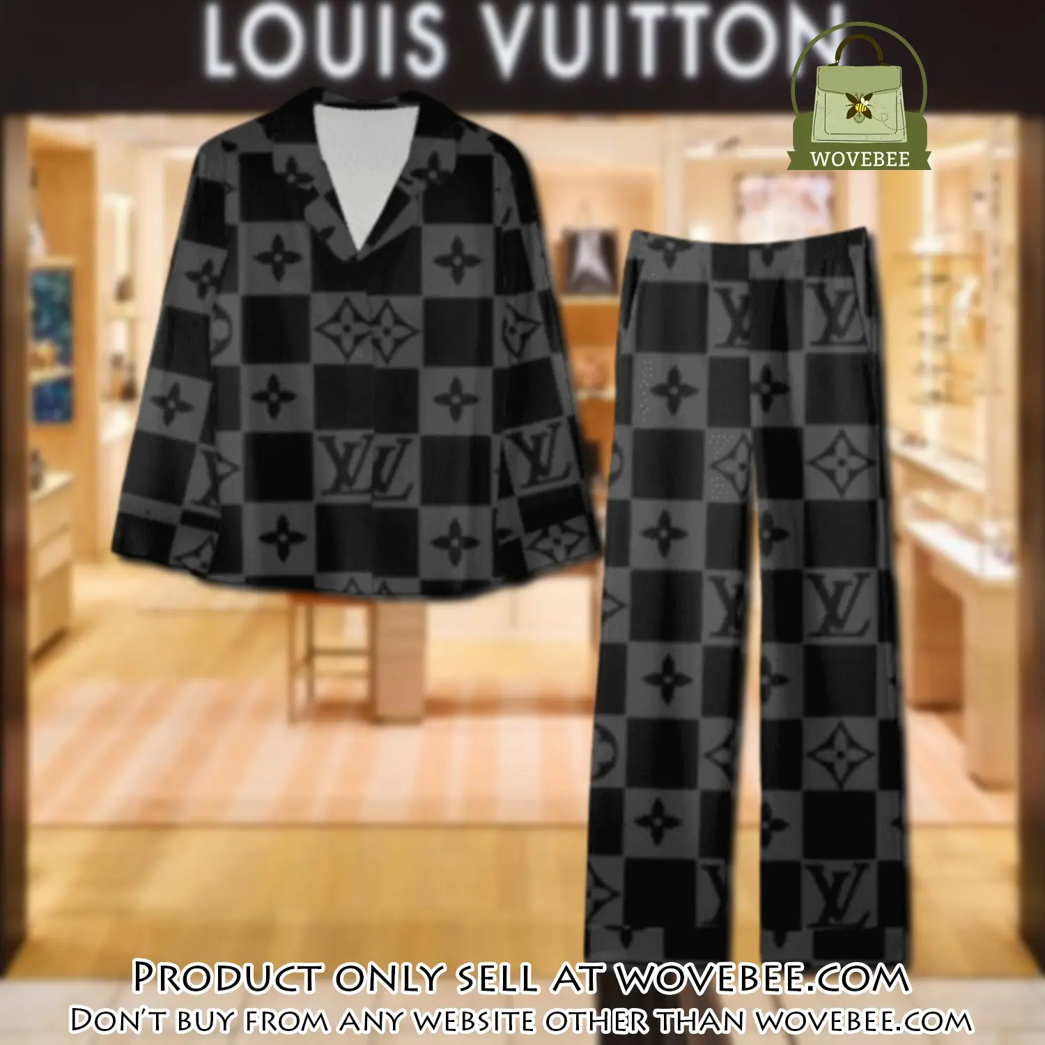 Trending luxury lv satin pajama set pjs1073 wvb1343463
